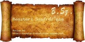 Beszteri Szofrónia névjegykártya